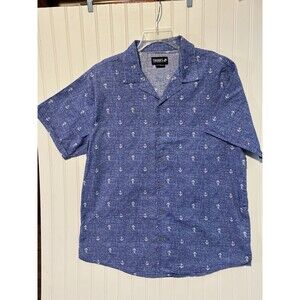 Trunks Surf & Swim Co Hawaiian Style Blue White Anchors Button Up Shirt Men’s XL